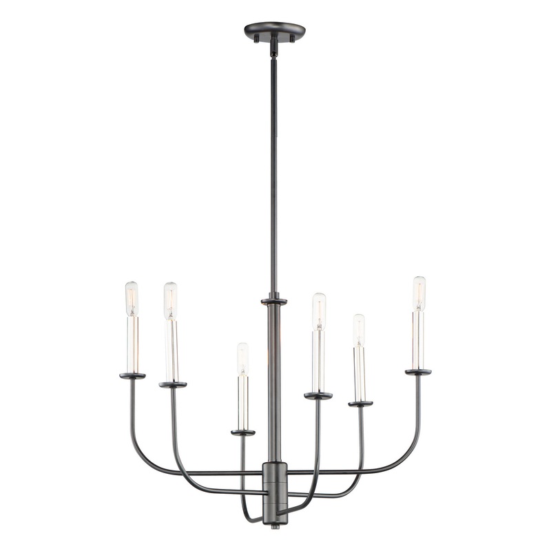 Maxim 10326BKSN Wesley Six Light Chandelier, Black / Satin Nickel
