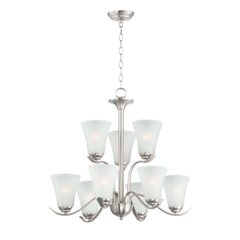 Maxim 12076FTSN Vital Nine Light Chandelier, Satin Nickel