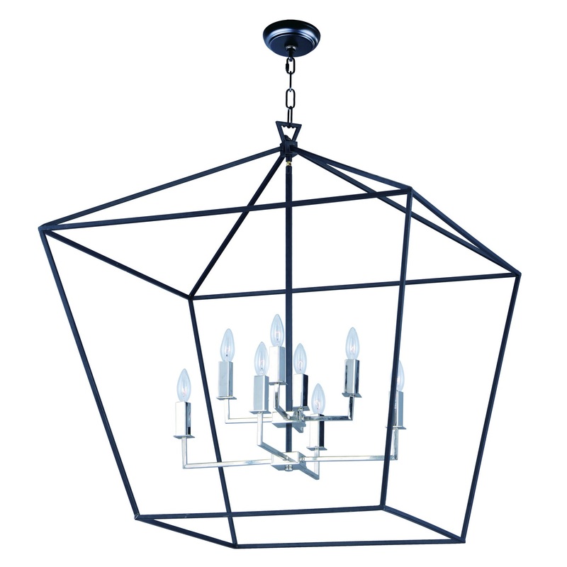 Maxim 25154TXBPN Abode Eight Light Chandelier, Textured Black / Polished Nickel (Discontinued)