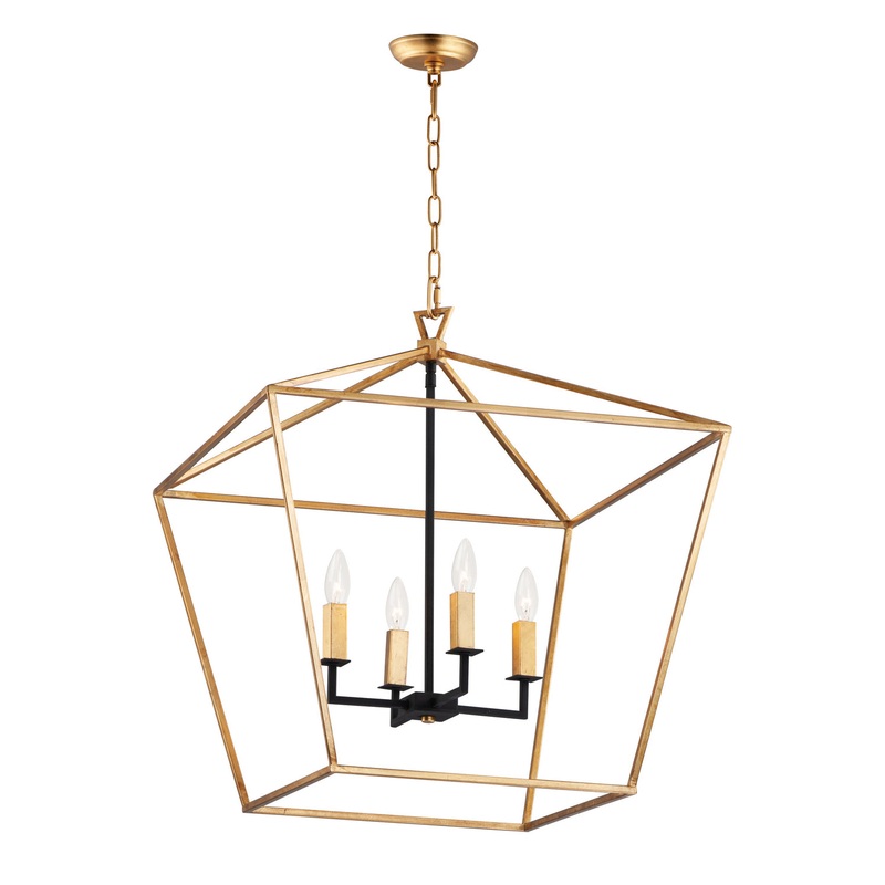 Maxim 25155GLTXB Abode Four Light Chandelier, Gold Leaf / Textured Black