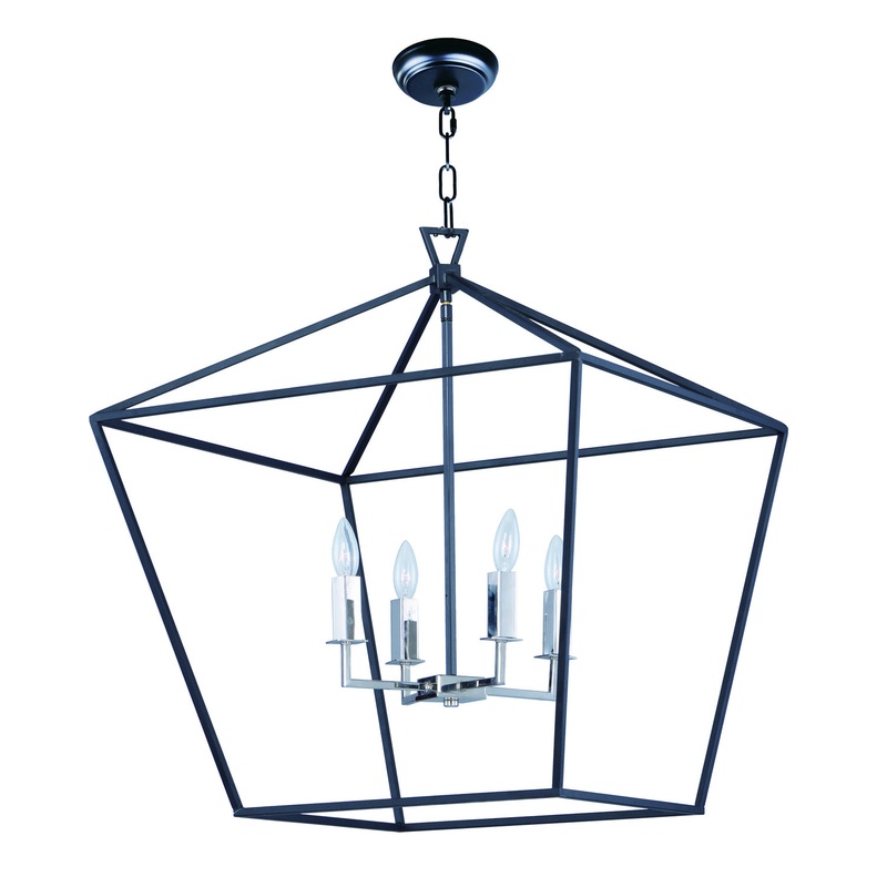 Maxim 25155TXBPN Abode Four Light Chandelier, Textured Black / Polished Nickel