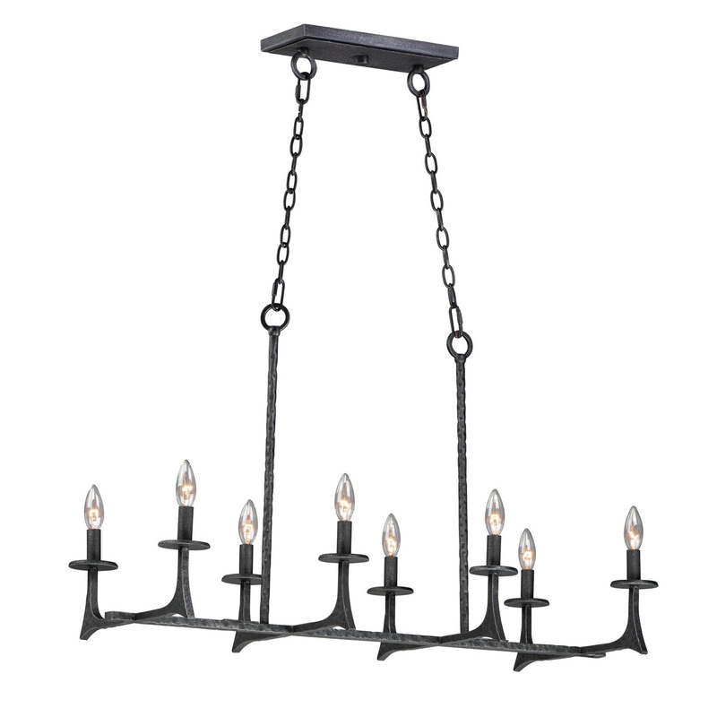 Maxim 30307NI Anvil Eight Light Linear Pendant, Natural Iron