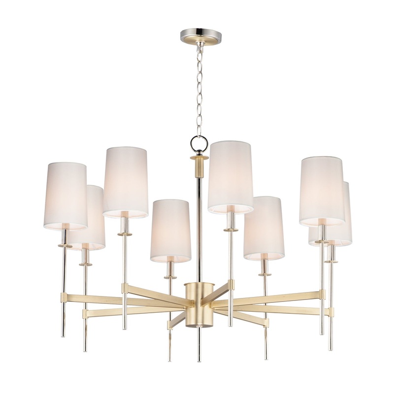 Maxim 32398OFSBRPN Uptown Eight Light Chandelier, Satin Brass / Polished Nickel