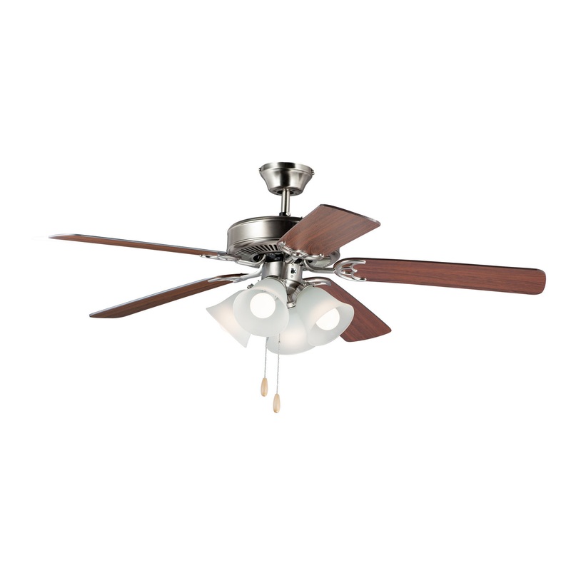 Maxim 89907FTSNWP Basic-Max 52"Ceiling Fan, Satin Nickel / Walnut / Pecan