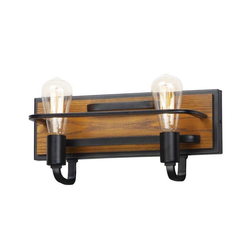 Maxim 10302BKASB Black Forest Two Light Bath Vanity, Black / Ashbury