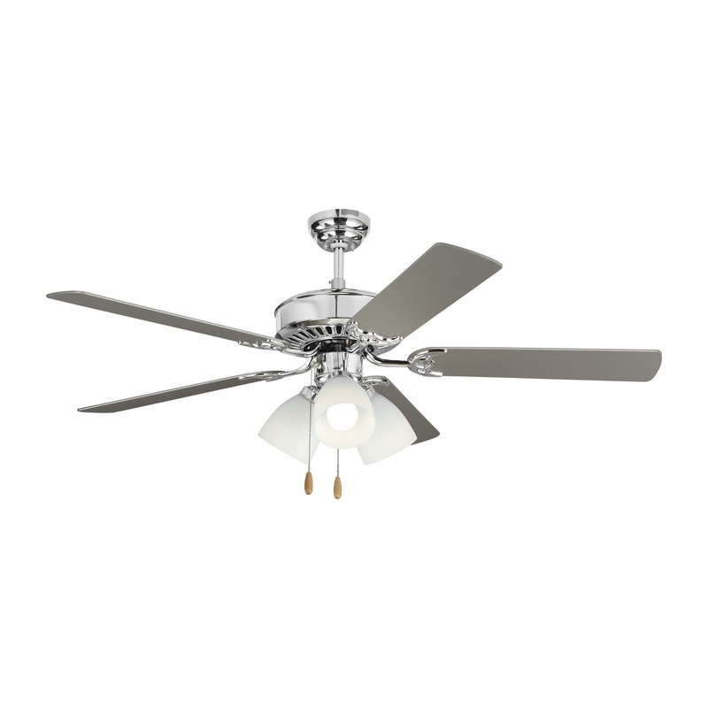 Visual Comfort Fan 5HV52CHF Haven 52 LED 3 Ceiling Fan, Chrome