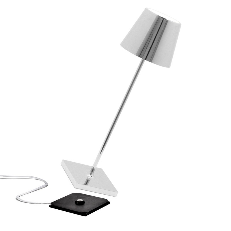 Zafferano LD0340C4 Poldina LED Table Lamp, Glossy Chrome
