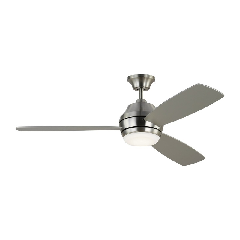 Visual Comfort Fan 3IKDR52BSD Ikon 52 LED Ceiling Fan, Brushed Steel