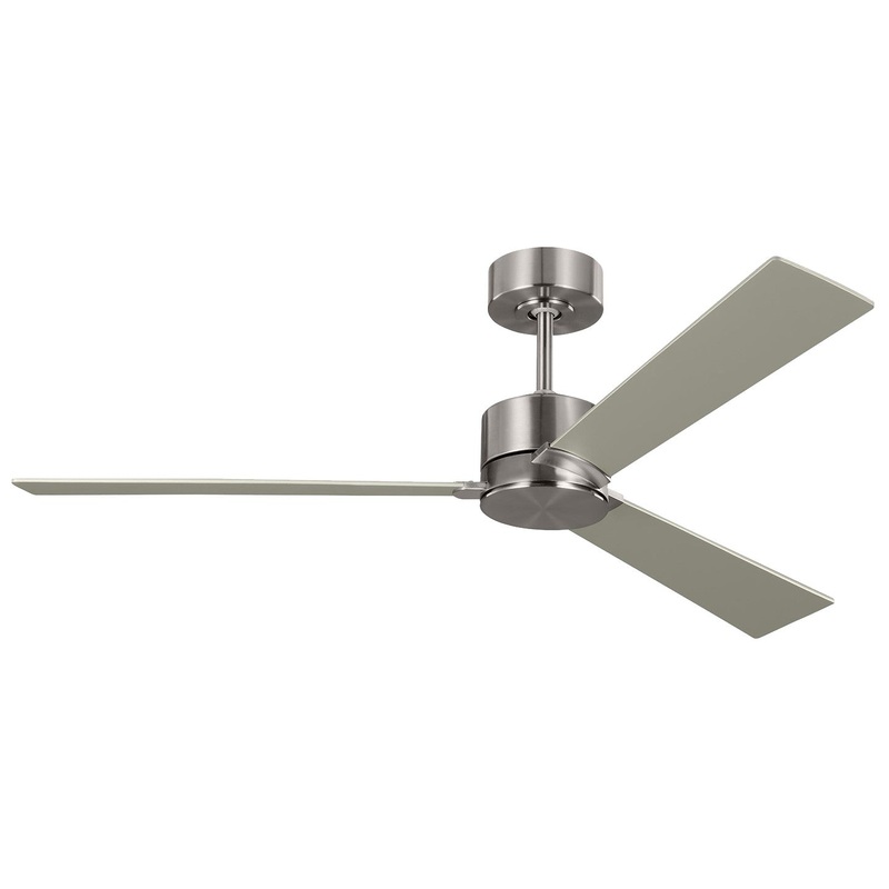 Visual Comfort Fan 3RZR52BS Rozzen 52 Ceiling Fan, Brushed Steel