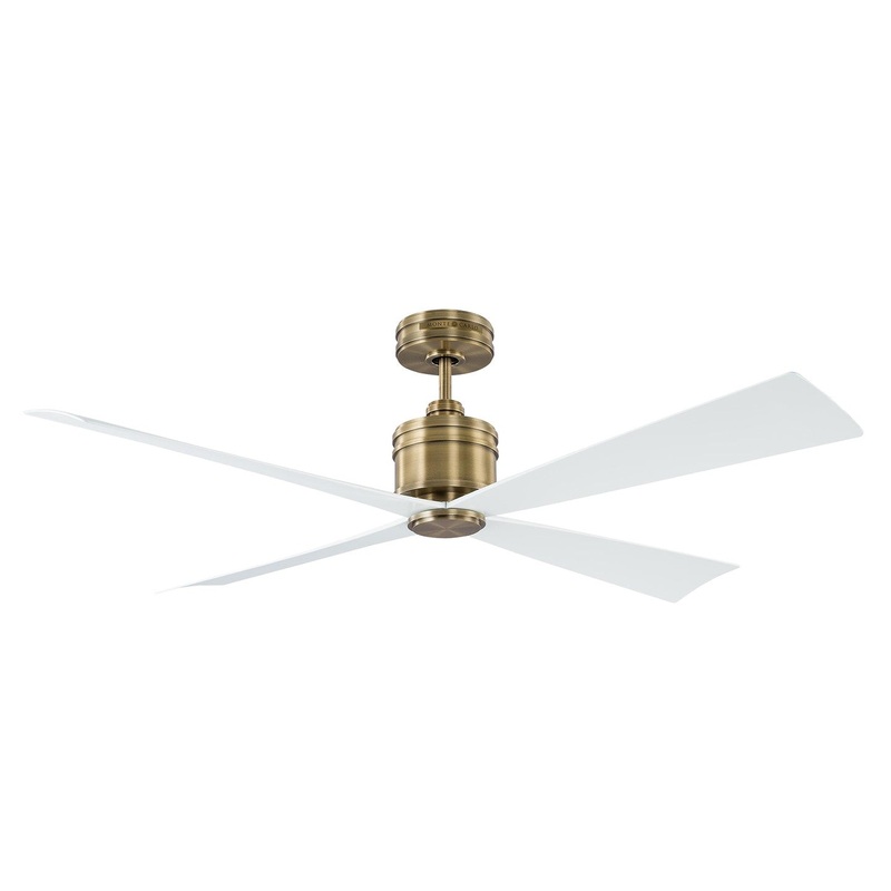 Visual Comfort Fan 4LNCR56HAB Launceton 56 Ceiling Fan, Hand Rubbed Antique Brass