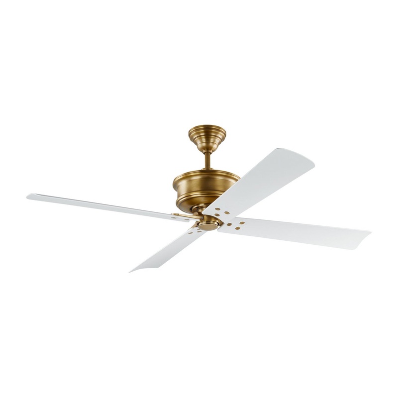 Visual Comfort Fan 4SBWR56HAB Subway 56 Ceiling Fan, Hand Rubbed Antique Brass