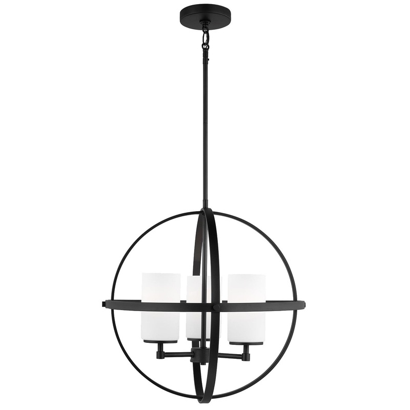 Generation Lighting 3124603-112 Alturas Three Light Chandelier, Midnight Black