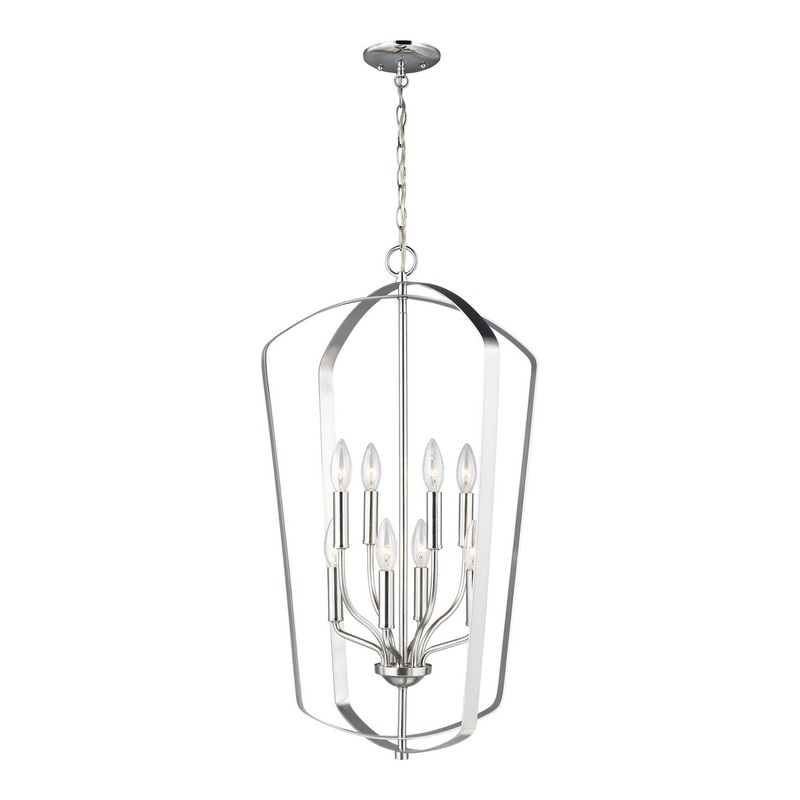Generation Lighting 5134908-962 Romee Eight Light Hall / Foyer Pendant, Brushed Nickel