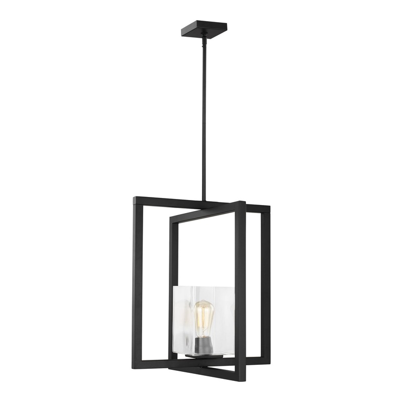 Generation Lighting 5141501-112 Mitte One Light Pendant, Midnight Black