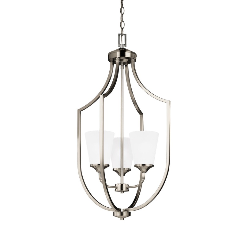 Generation Lighting 5224503-962 Hanford Three Light Hall / Foyer Pendant, Brushed Nickel