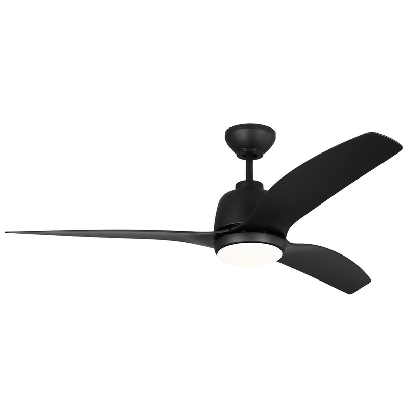 Visual Comfort Fan 3AVLCR54MBKD Avila Coastal 54 LED Ceiling Fan, Midnight Black