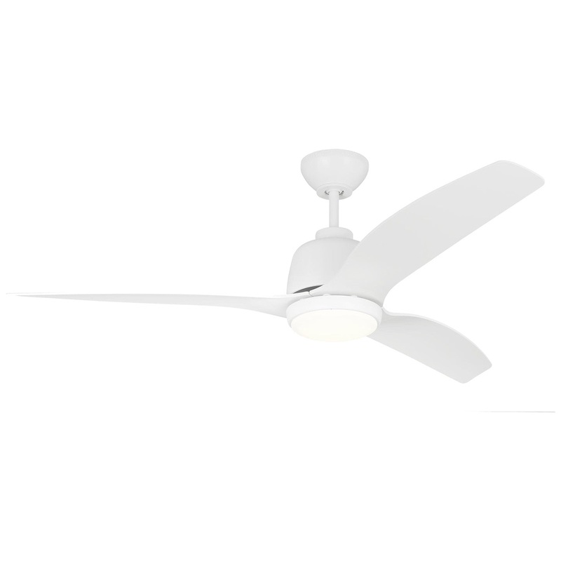Visual Comfort Fan 3AVLCR54RZWD Avila Coastal 54 LED Ceiling Fan, Matte White