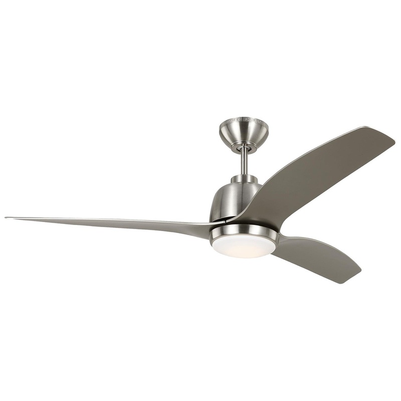 Visual Comfort Fan 3AVLR54BSD Avila 54 LED Ceiling Fan, Brushed Steel
