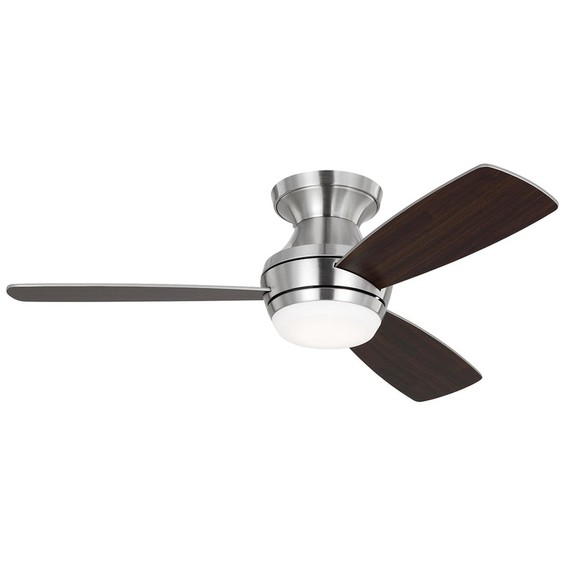 Visual Comfort Fan 3IKR44BSD Ikon 44 Hugger LED Ceiling Fan, Brushed Steel