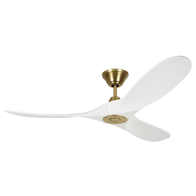 Visual Comfort Fan 3MAVR52RZWBBS Maverick 52" Ceiling Fan, Burnished Brass and White