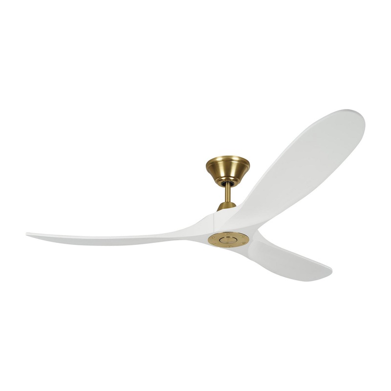 Visual Comfort Fan 3MAVR60RZWBBS Maverick 60" Ceiling Fan, Burnished Brass and White