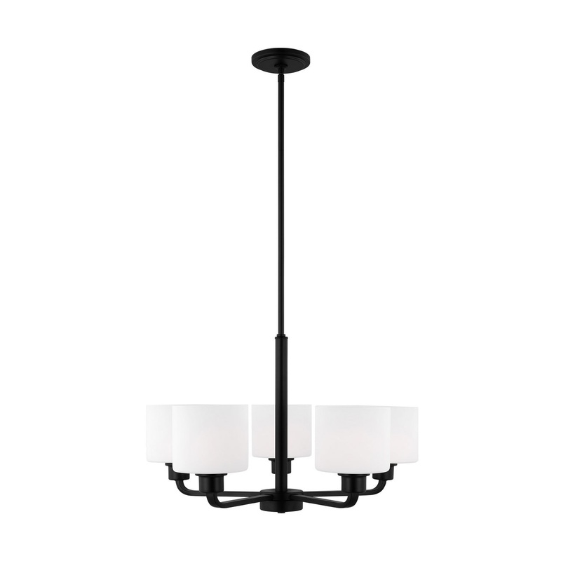 Generation Lighting 3128805EN3-112 Canfield Five Light Chandelier, Midnight Black