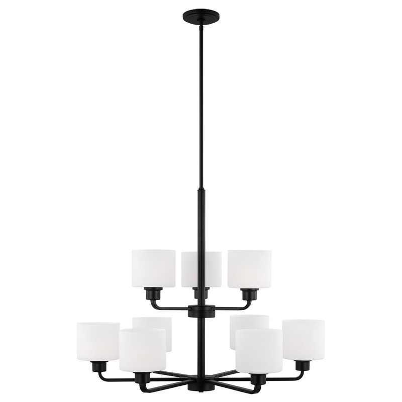 Generation Lighting 3128809-112 Canfield Nine Light Chandelier, Midnight Black