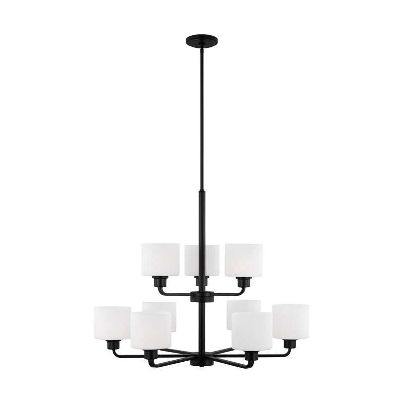 Generation Lighting 3128809EN3-112 Canfield Nine Light Chandelier, Midnight Black