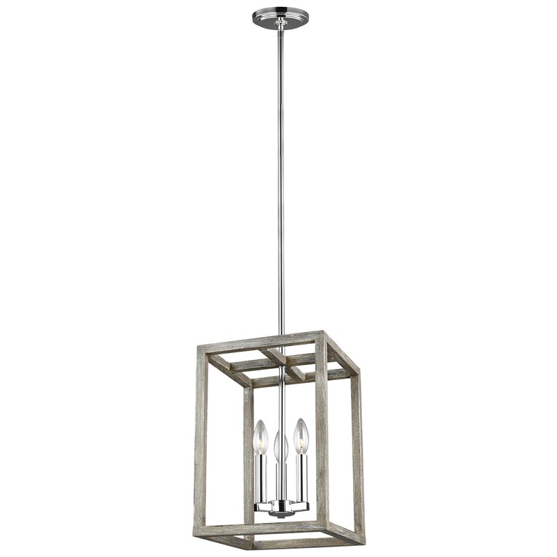 Generation Lighting 5134503-872 Moffet Street Three Light Hall / Foyer Pendant, Washed Pine