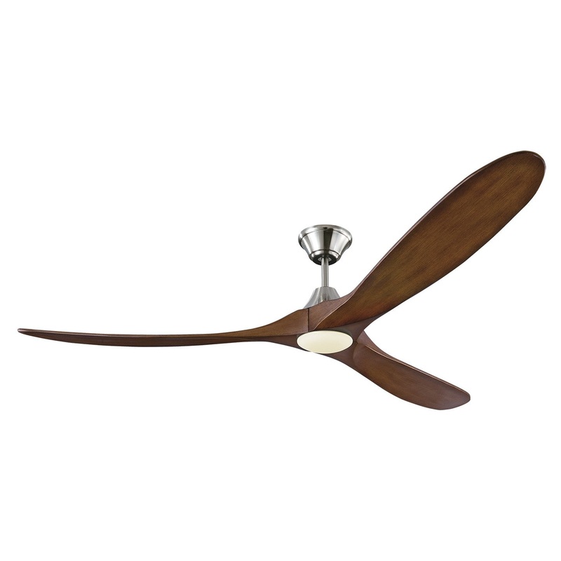 Visual Comfort Fan 3MAVR70BSKOAD Maverick 70" LED Ceiling Fan, Brushed Steel and Koa