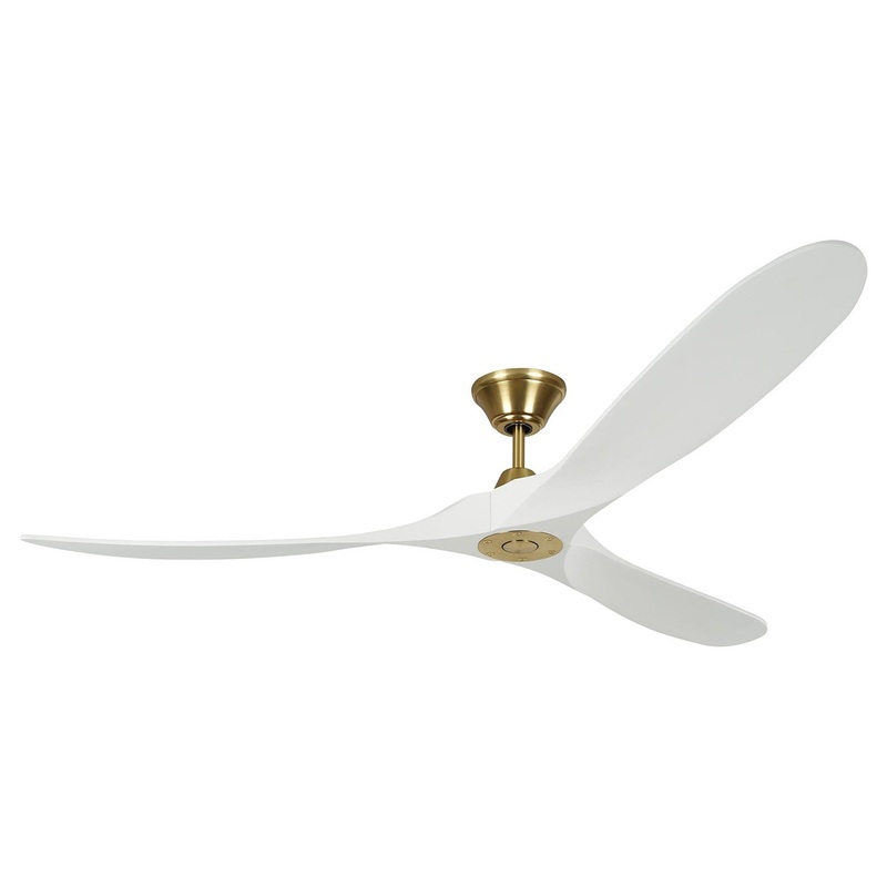 Visual Comfort Fan 3MAVR70RZWBBS Maverick 70" Ceiling Fan, Burnished Brass and White