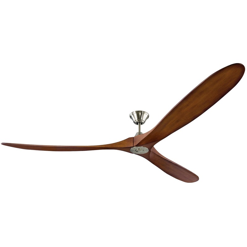Visual Comfort Fan 3MAVR88BSKOA Maverick 88" Ceiling Fan, Brushed Steel and Koa