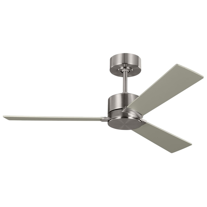Visual Comfort Fan 3RZR44BS Rozzen 44 Ceiling Fan, Brushed Steel