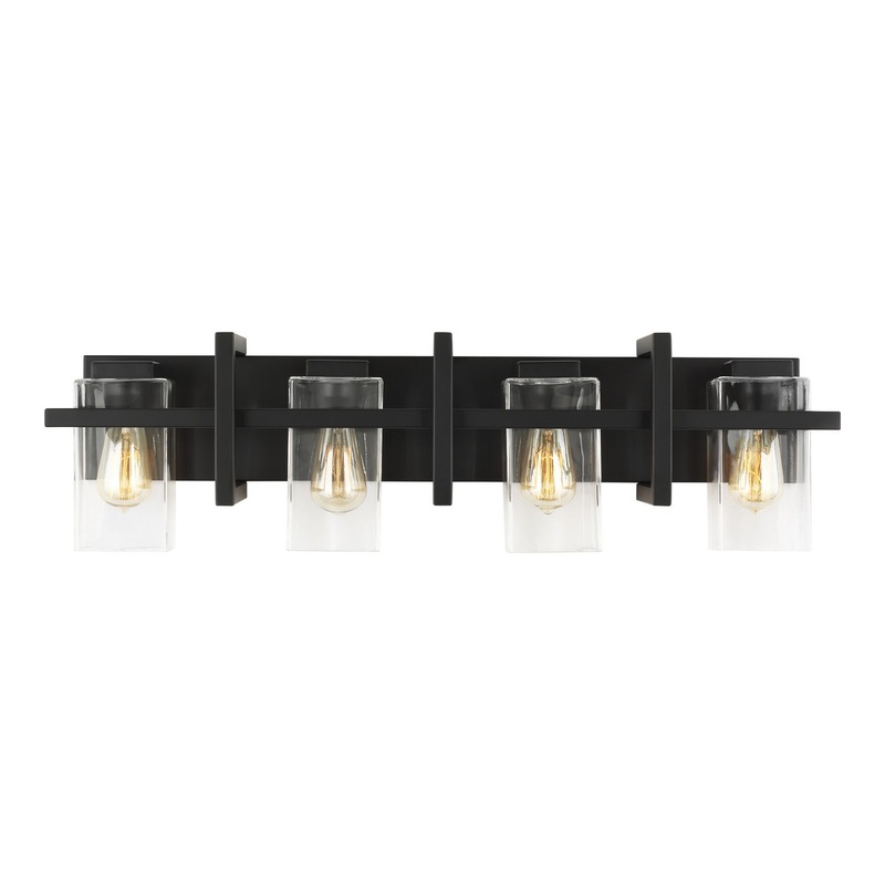 Generation Lighting 4441504-112 Mitte Four Light Wall / Bath, Midnight Black