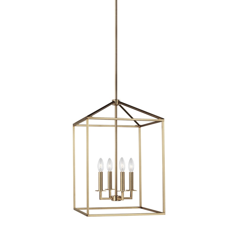 Generation Lighting 5115004-848 Perryton Four Light Hall / Foyer Pendant, Satin Brass