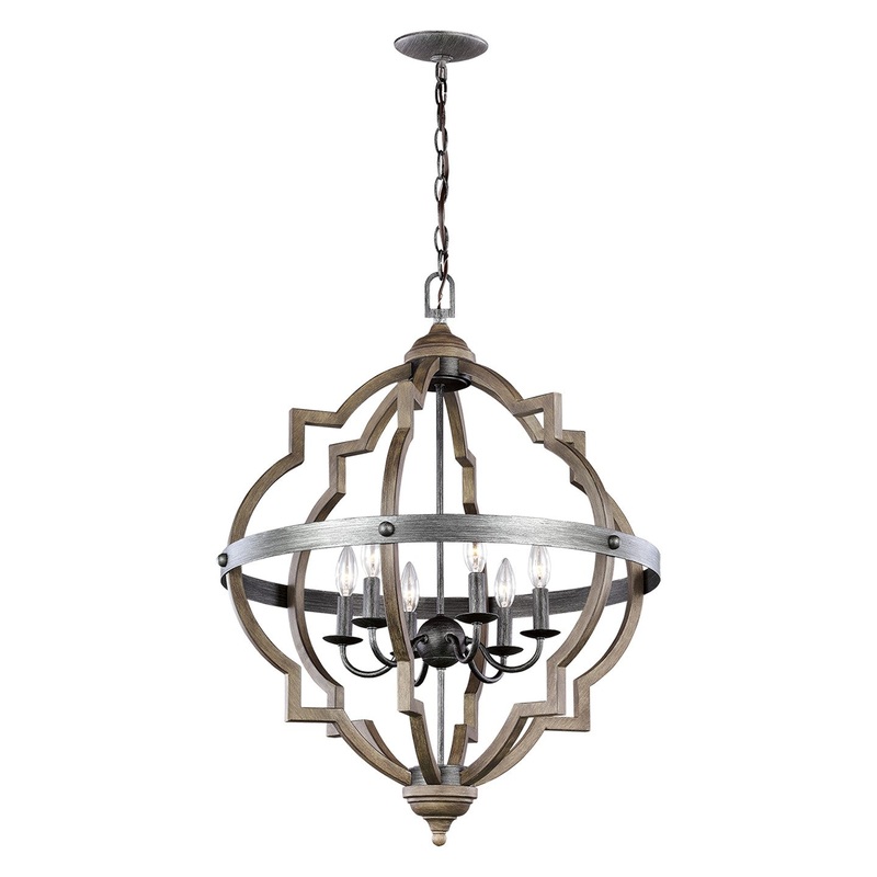 Generation Lighting 5124906-846 Socorro Six Light Hall / Foyer Pendant, Stardust (Discontinued)