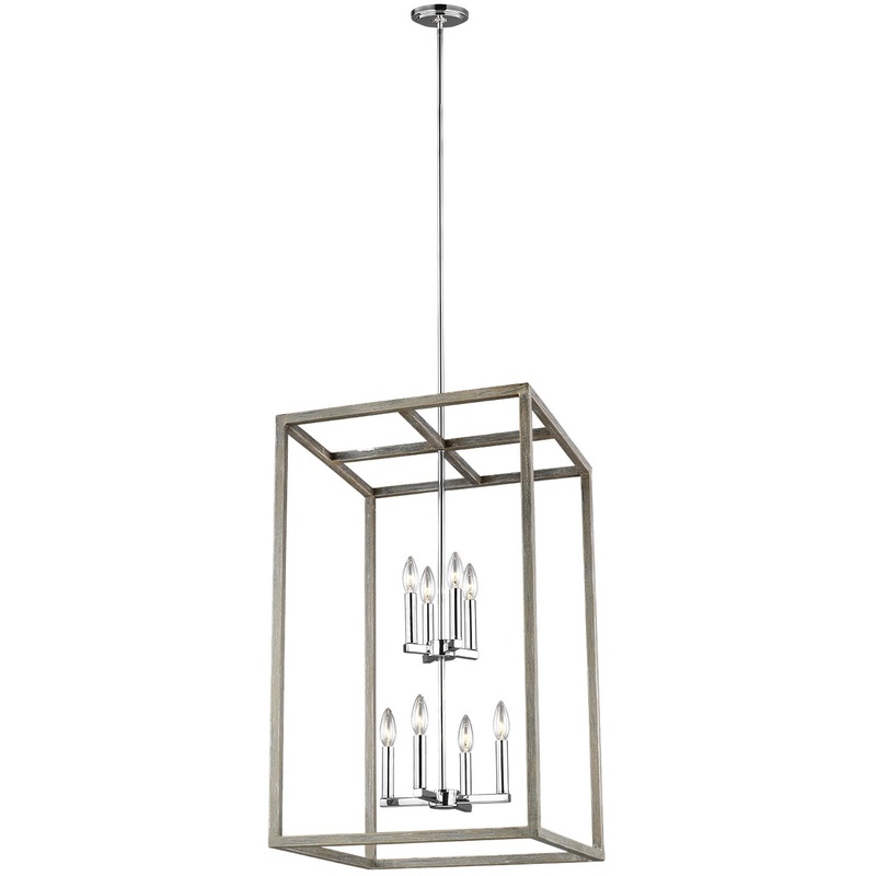 Generation Lighting 5134508-872 Moffet Street Eight Light Hall / Foyer Pendant, Washed Pine