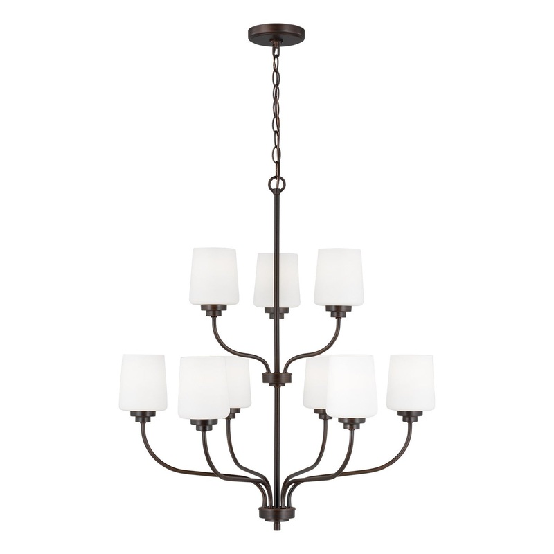Generation Lighting 3102809-710 Windom Nine Light Chandelier, Bronze