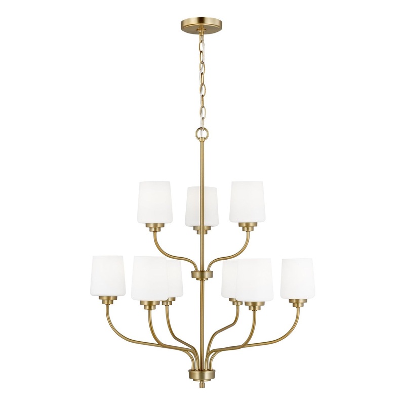 Generation Lighting 3102809-848 Windom Nine Light Chandelier, Satin Brass