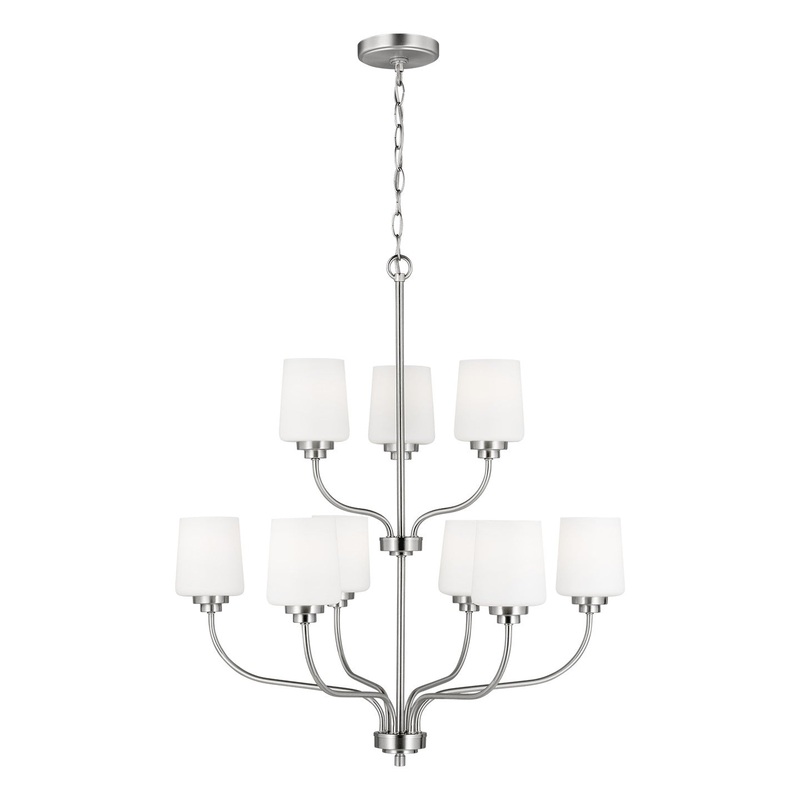 Generation Lighting 3102809-962 Windom Nine Light Chandelier, Brushed Nickel