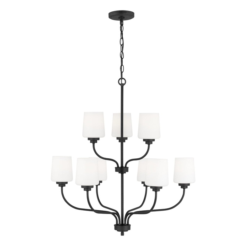 Generation Lighting 3102809EN3-112 Windom Nine Light Chandelier, Midnight Black