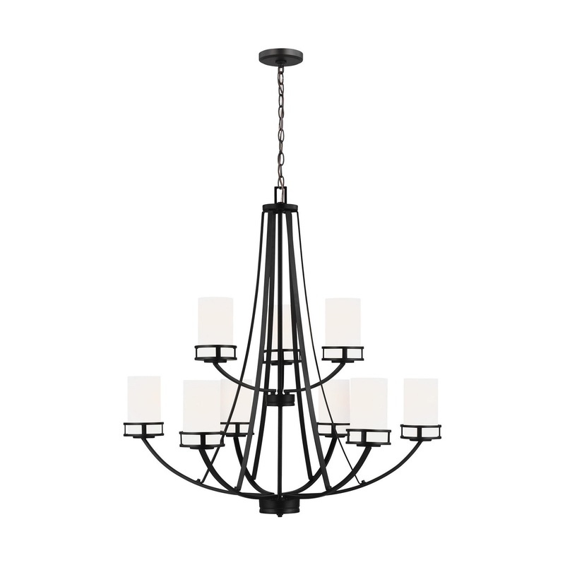 Generation Lighting 3121609-112 Robie Nine Light Chandelier, Midnight Black