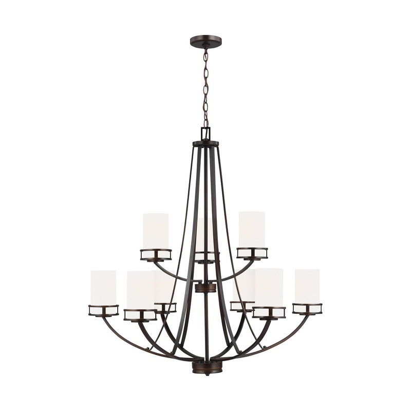 Generation Lighting 3121609-710 Robie Nine Light Chandelier, Bronze