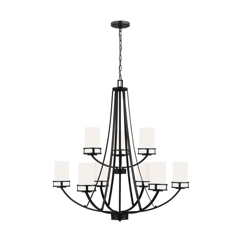 Generation Lighting 3121609EN3-112 Robie Nine Light Chandelier, Midnight Black