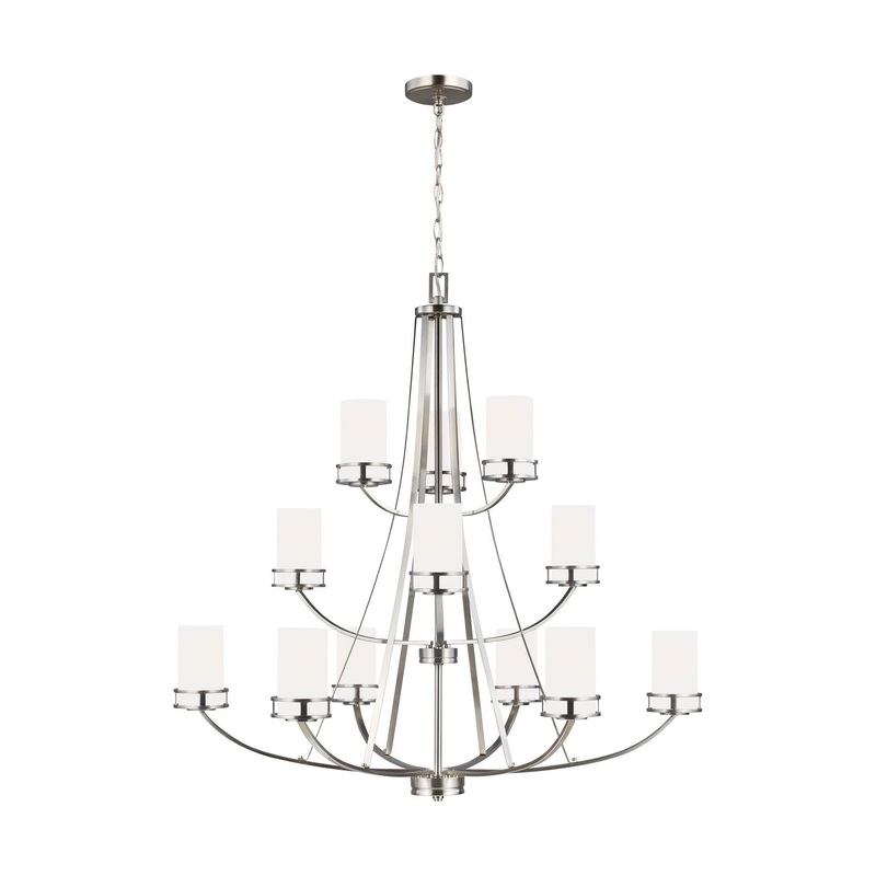 Generation Lighting 3121612EN3-962 Robie 12 Light Chandelier, Brushed Nickel