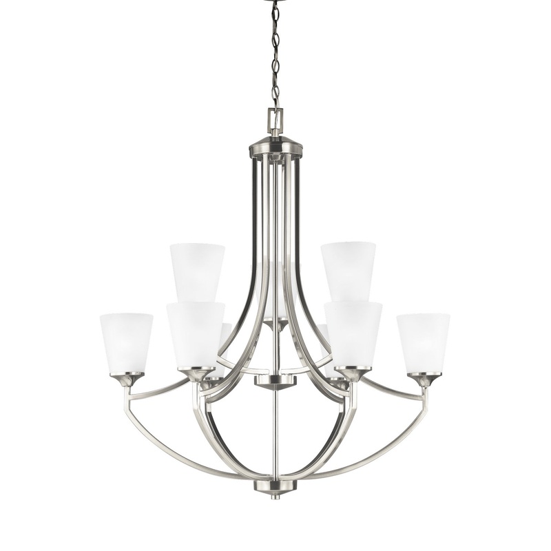 Generation Lighting 3124509-962 Hanford Nine Light Chandelier, Brushed Nickel