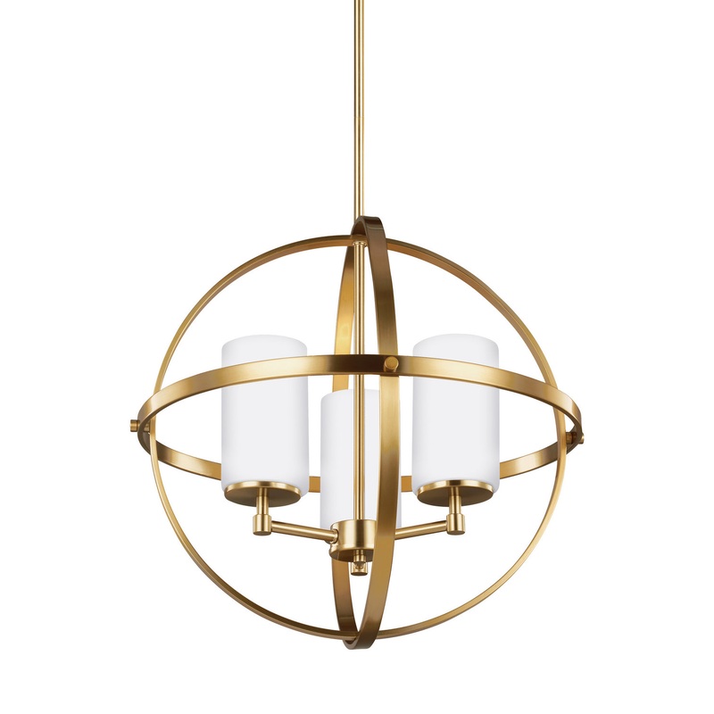 Generation Lighting 3124603-848 Alturas Three Light Chandelier, Satin Brass