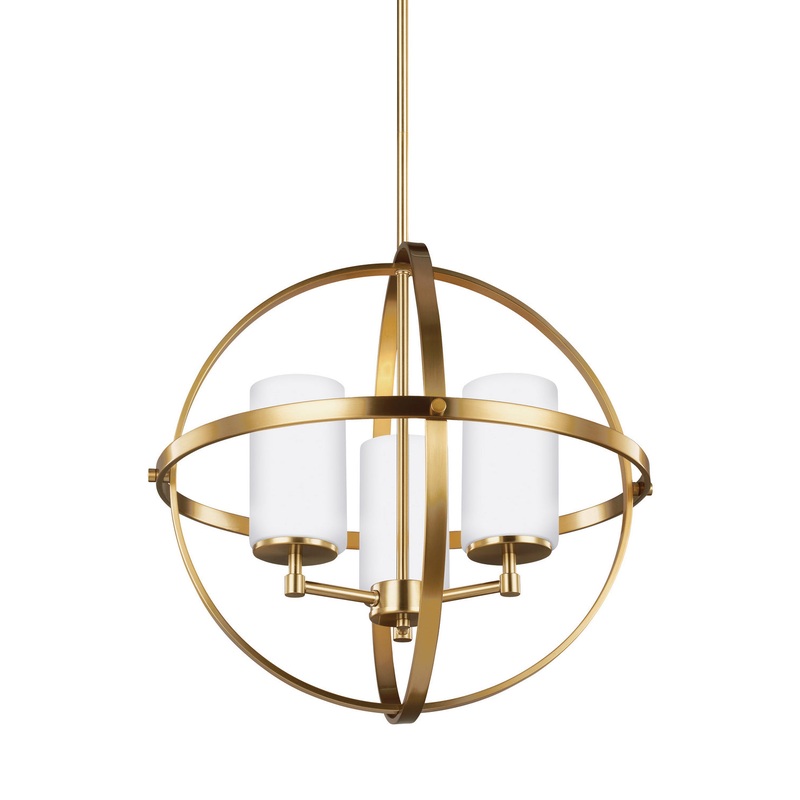 Generation Lighting 3124603EN3-848 Alturas Three Light Chandelier, Satin Brass