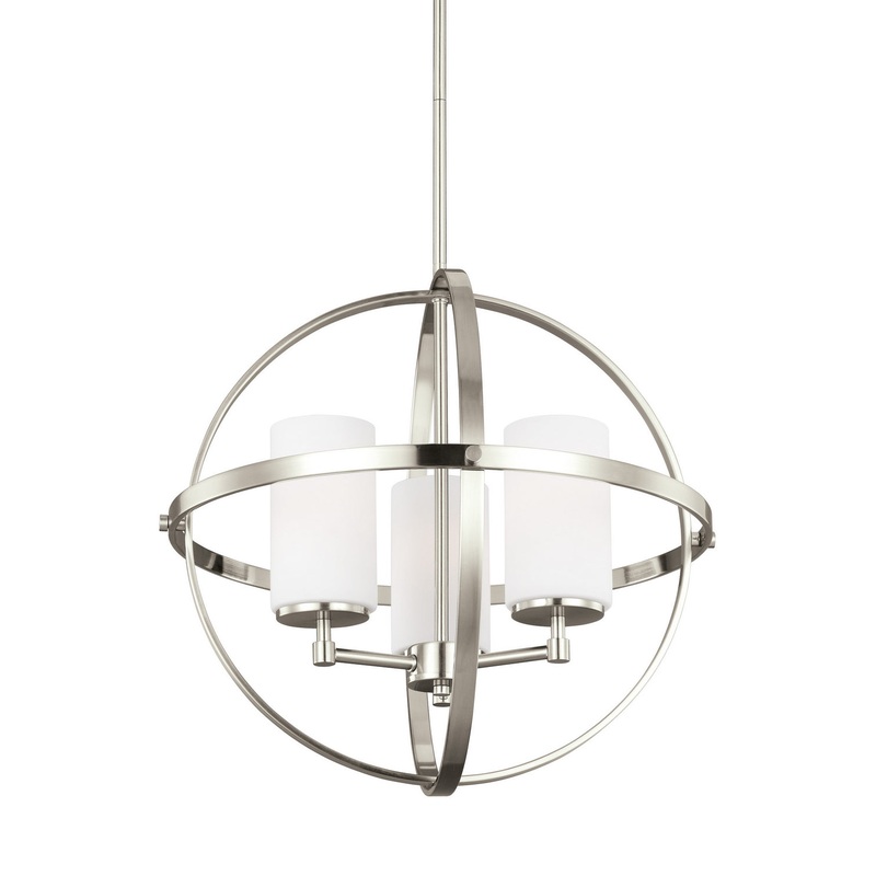 Generation Lighting 3124603EN3-962 Alturas Three Light Chandelier, Brushed Nickel