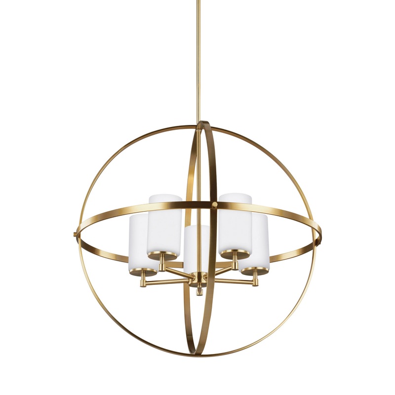 Generation Lighting 3124605EN3-848 Alturas Five Light Chandelier, Satin Brass